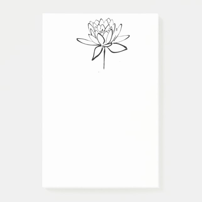 Lotus Flower Black and White Ink Drawing Art Post-it Notes (Front)