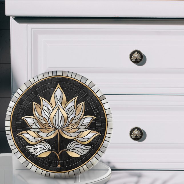 Lotus Flower - Black, Pearl and Gold Ceramic Knob (Creator Uploaded)