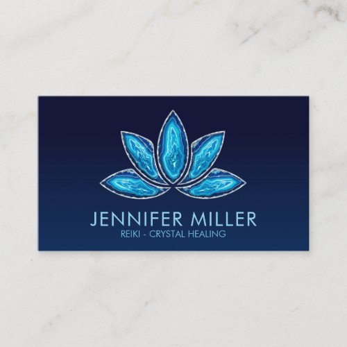 Lotus Flower _ Blue Agate Geode Business Card