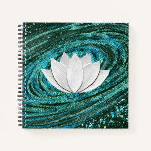 Lotus Flower Blue Green Galaxy Notebook