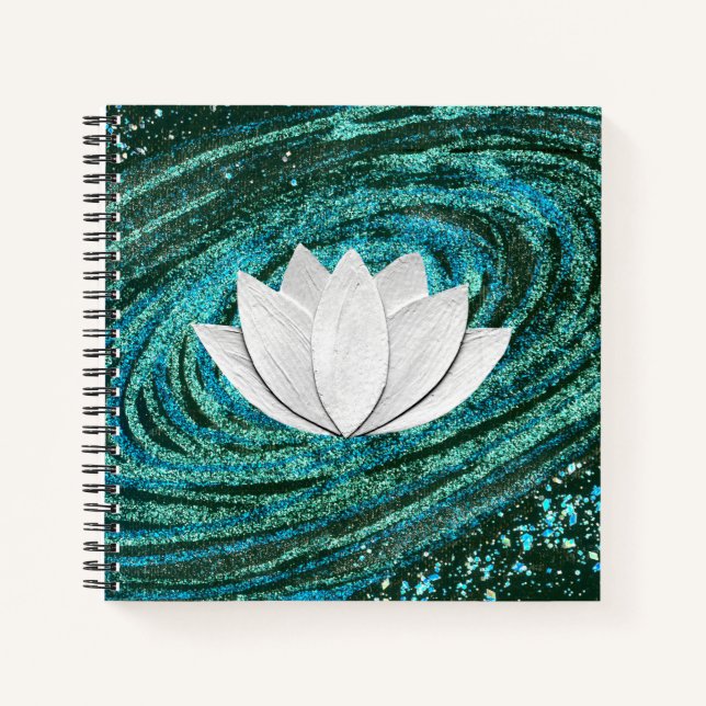 Lotus Flower Blue Green Galaxy Notebook (Front)