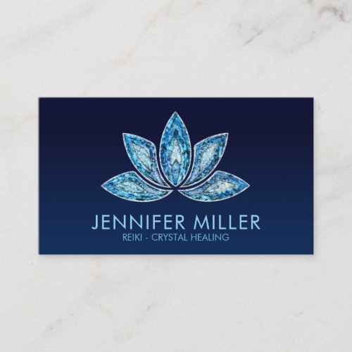 Lotus Flower _ Blue Marble Geode Business Card