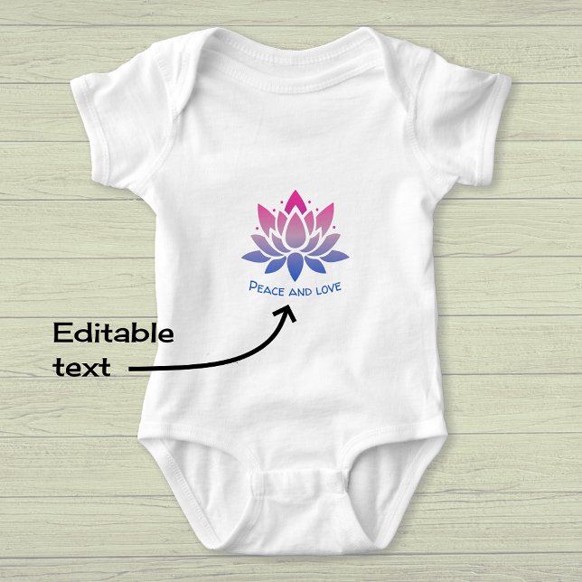 Lotus flower blue pink custom text baby bodysuit (Creator Uploaded)
