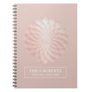 Lotus Flower Blush Rose Gold Yoga Wellness Notebook