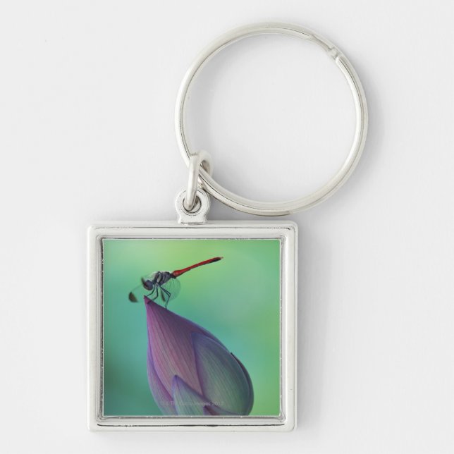 Lotus flower bud and a dragonfly keychain (Front)