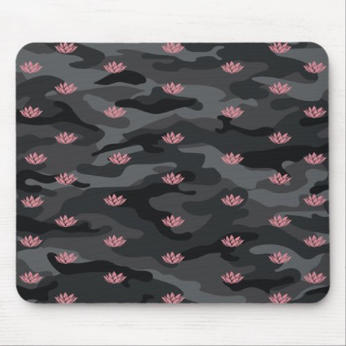 Lotus Flower Camouflage Mouse Pad