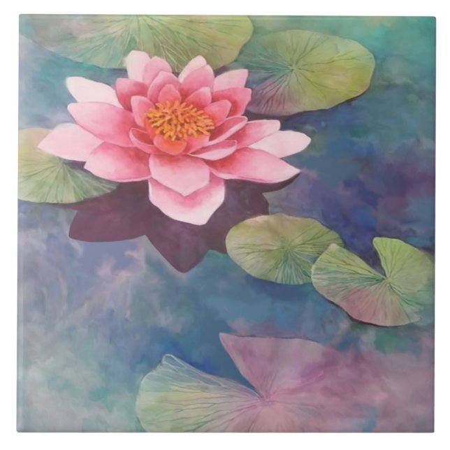 Lotus Flower Ceramic Tile (Front)
