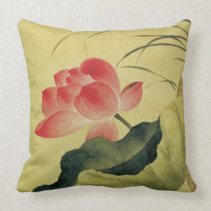 Lotus Flower Compassion Chinese Fine Art Throw Pillow