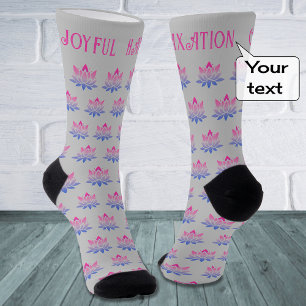 Lotus flower custom text pattern gray socks