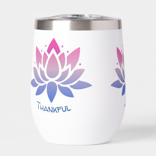 Lotus flower custom text thermal wine tumbler