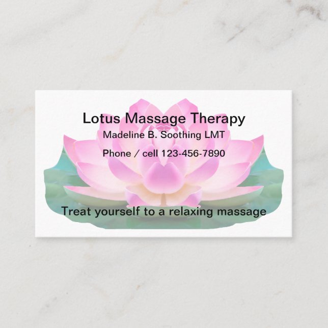 Lotus Flower Design Massage Theme Business Card (Front)
