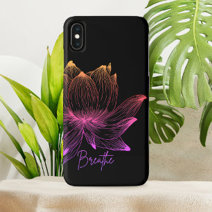Lotus Flower Design Yoga Meditation Lovers Black iPhone XS Max Case