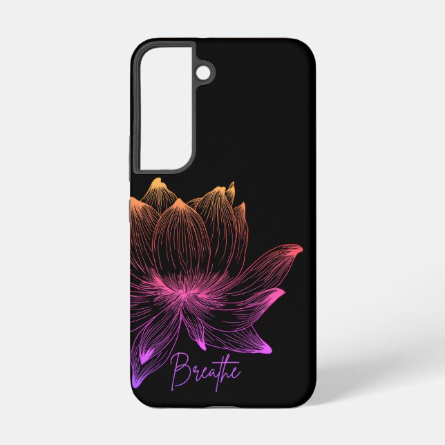 Lotus Flower Design Yoga Meditation Lovers Black  Samsung Galaxy Case (Back)