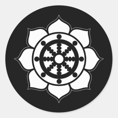 Lotus Flower Dharma Wheel Classic Round Sticker