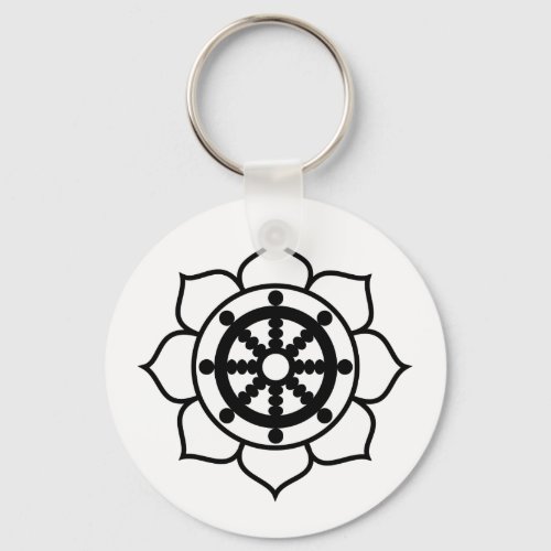 Lotus Flower Dharma Wheel Keychain