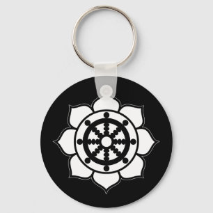 Lotus Flower Dharma Wheel Keychain
