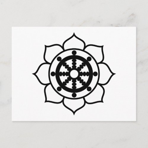 Lotus Flower Dharma Wheel Postcard