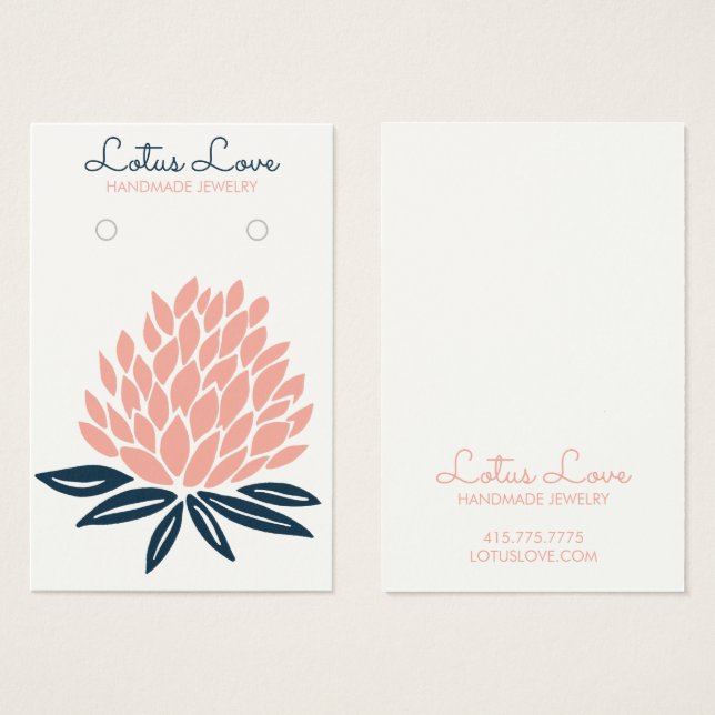 Lotus Flower Earring Necklace Jewelry Display Card (Front & Back)