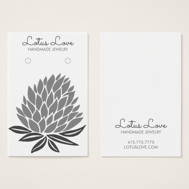 Lotus Flower Earring Necklace Jewelry Display Card (Front & Back)