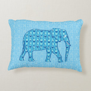 Lotus flower elephant - turquoise accent pillow