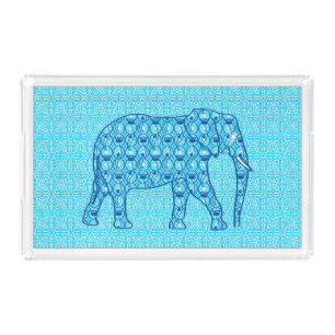Lotus flower elephant - turquoise acrylic tray