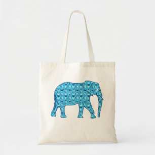Lotus Flower Elephant, Turquoise and White Tote Bag