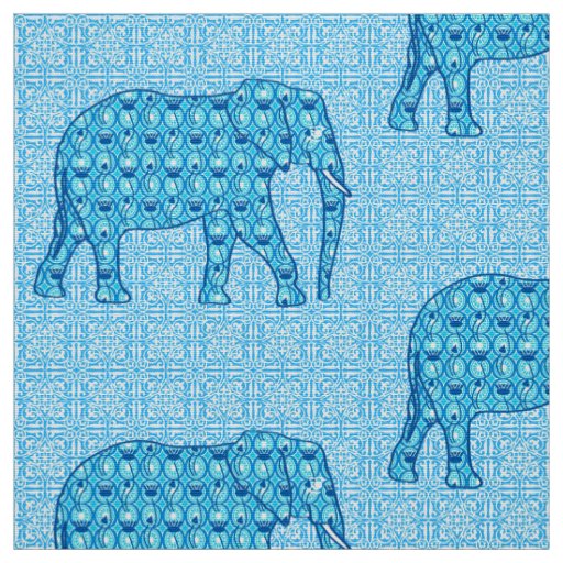 Lotus flower elephant - turquoise fabric