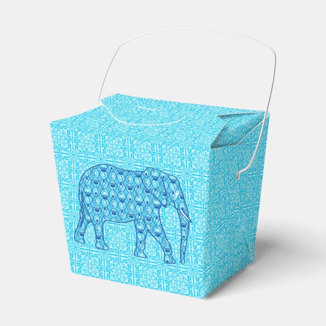 Lotus flower elephant - turquoise favor boxes (Front Side)