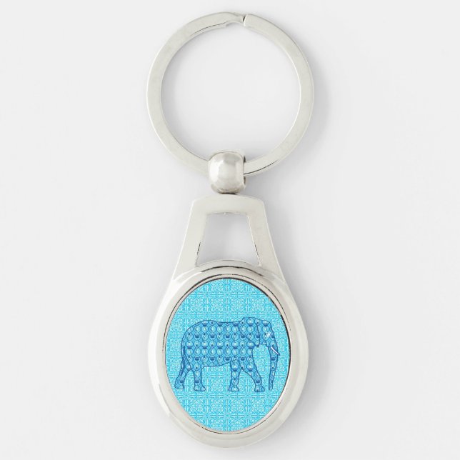 Lotus flower elephant - turquoise keychain (Front)