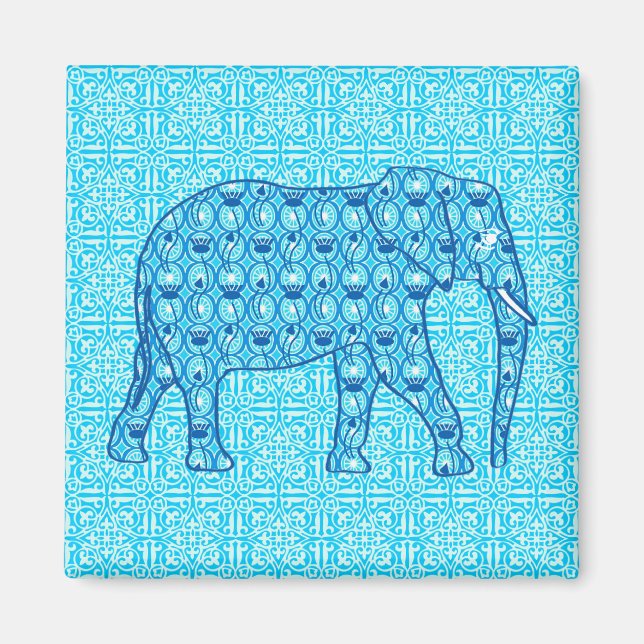 Lotus flower elephant - turquoise magnet (Front)