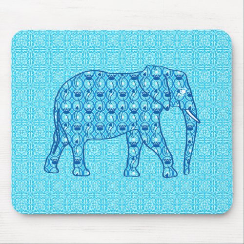 Lotus flower elephant _ turquoise mouse pad