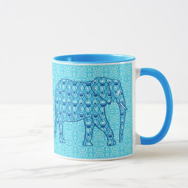 Lotus flower elephant - turquoise mug (Right)