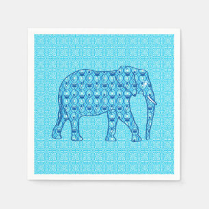 Lotus flower elephant - turquoise paper napkins
