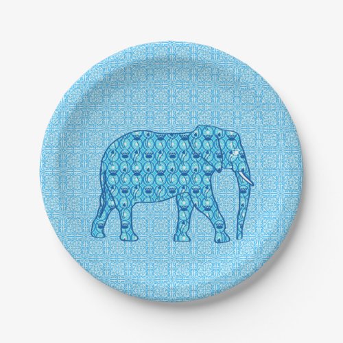 Lotus flower elephant _ turquoise paper plates
