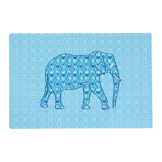 Lotus flower elephant - turquoise placemat (Front)