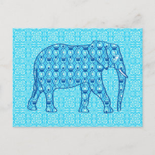 Lotus flower elephant - turquoise postcard