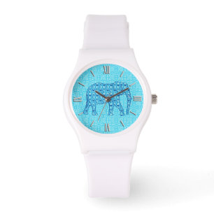 Lotus flower elephant - turquoise watch