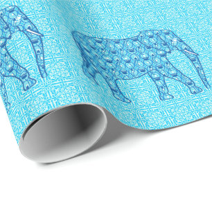 Lotus flower elephant - turquoise wrapping paper