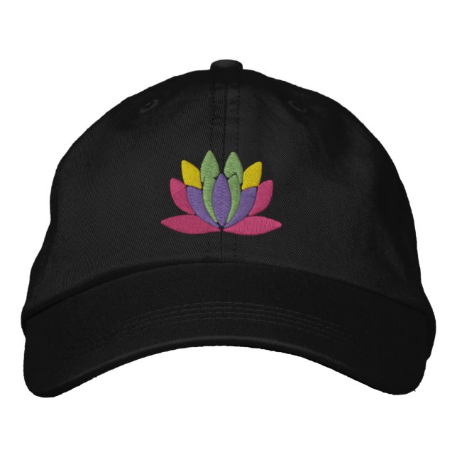 Lotus Flower Embroidered Baseball Cap (Front)