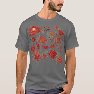 Lotus Flower Fall Autumn Pattern Cool Thanksgiving T-Shirt