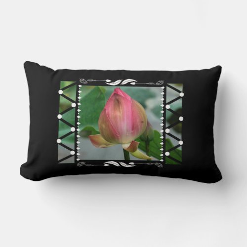 Lotus Flower Floral Geometric Lumbar Pillow