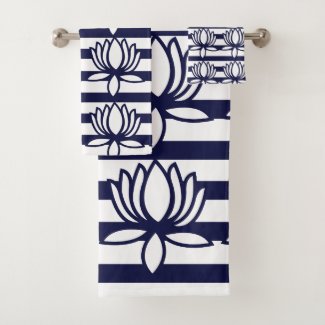 Lotus Flower Floral Stripe Pattern