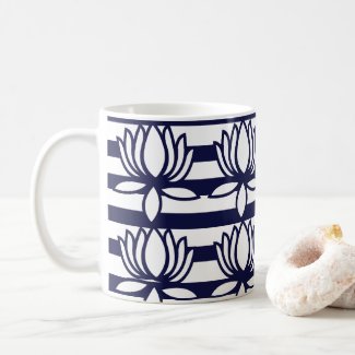 Lotus Flower Floral Stripe Pattern