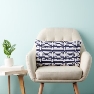 Lotus Flower Floral Stripe Pattern