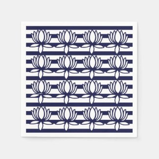 Lotus Flower Floral Stripe Pattern