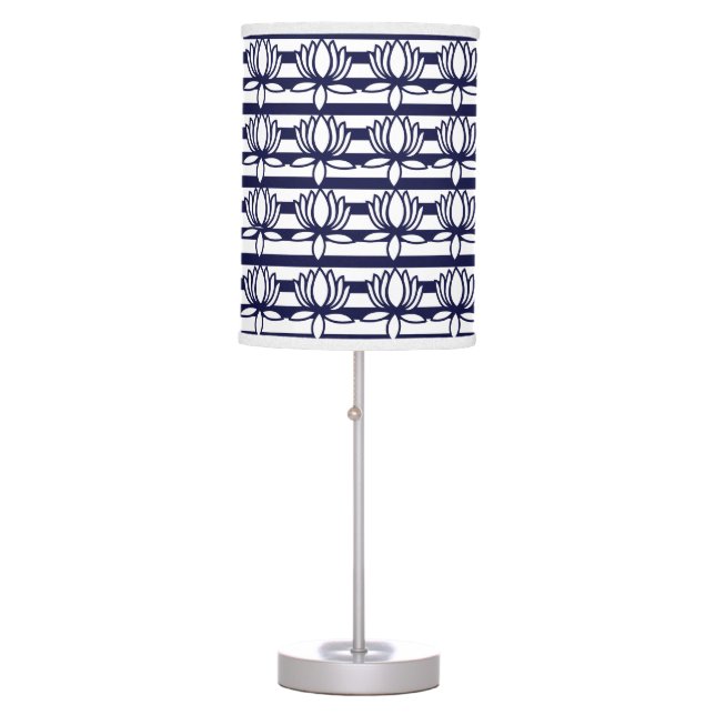 Lotus Flower Floral Stripe Pattern Table Lamp (Front)
