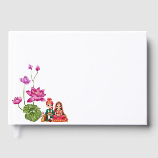 Lotus flower foil guest book