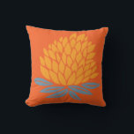 Lotus Flower Gold Blue Orange Throw Pillow<br><div class="desc">Decorate your home with this hand drawn lotus pattern pillow. Makes a great housewarming or wedding gift! You can customize it and add text too. Check my shop for lots more colors and patterns plus matching items for your home!</div>