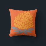 Lotus Flower Gold Blue Orange Throw Pillow<br><div class="desc">Decorate your home with this hand drawn lotus pattern pillow. Makes a great housewarming or wedding gift! You can customize it and add text too. Check my shop for lots more colors and patterns plus matching items for your home!</div>