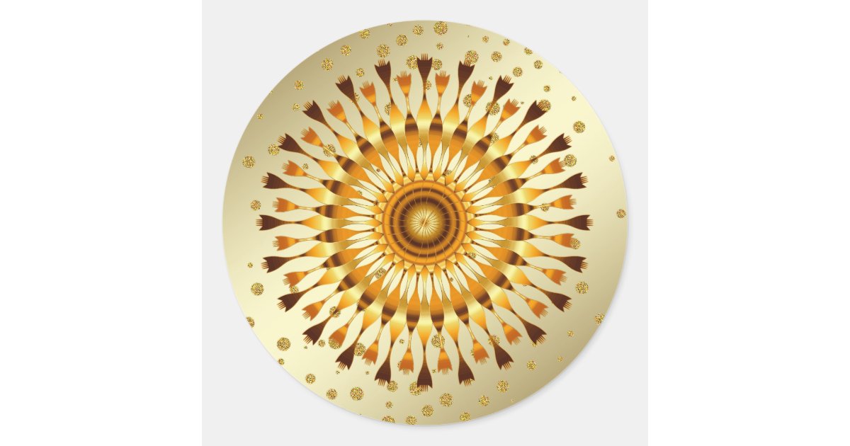 Lotus Flower Gold Faux Foil Glitter Floral Classic Round Sticker | Zazzle